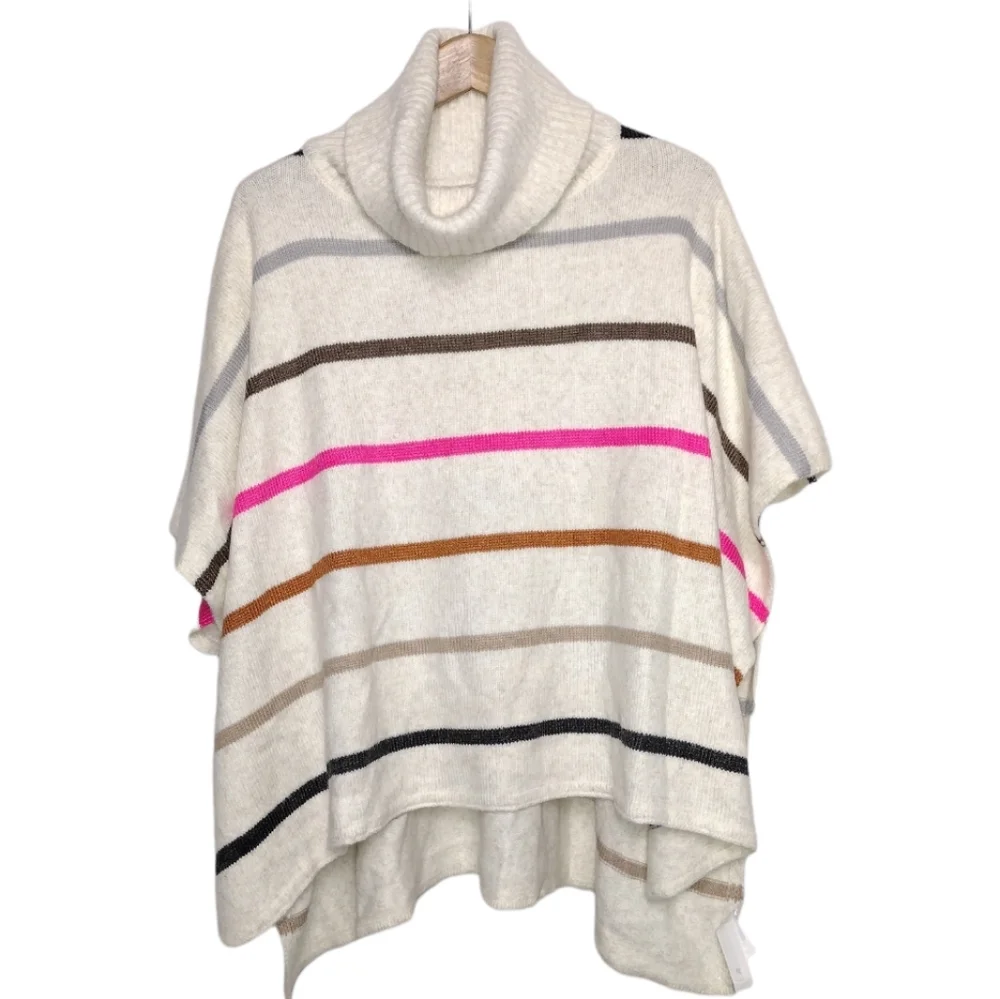 Loft Striped Turtleneck Poncho Sweater Size XS/S